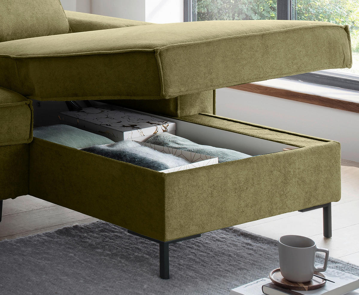 KUTNA GARNITURA tekstil  zelena   - zelena/crna, Moderno, tekstil/metal (240/150cm) - Livetastic