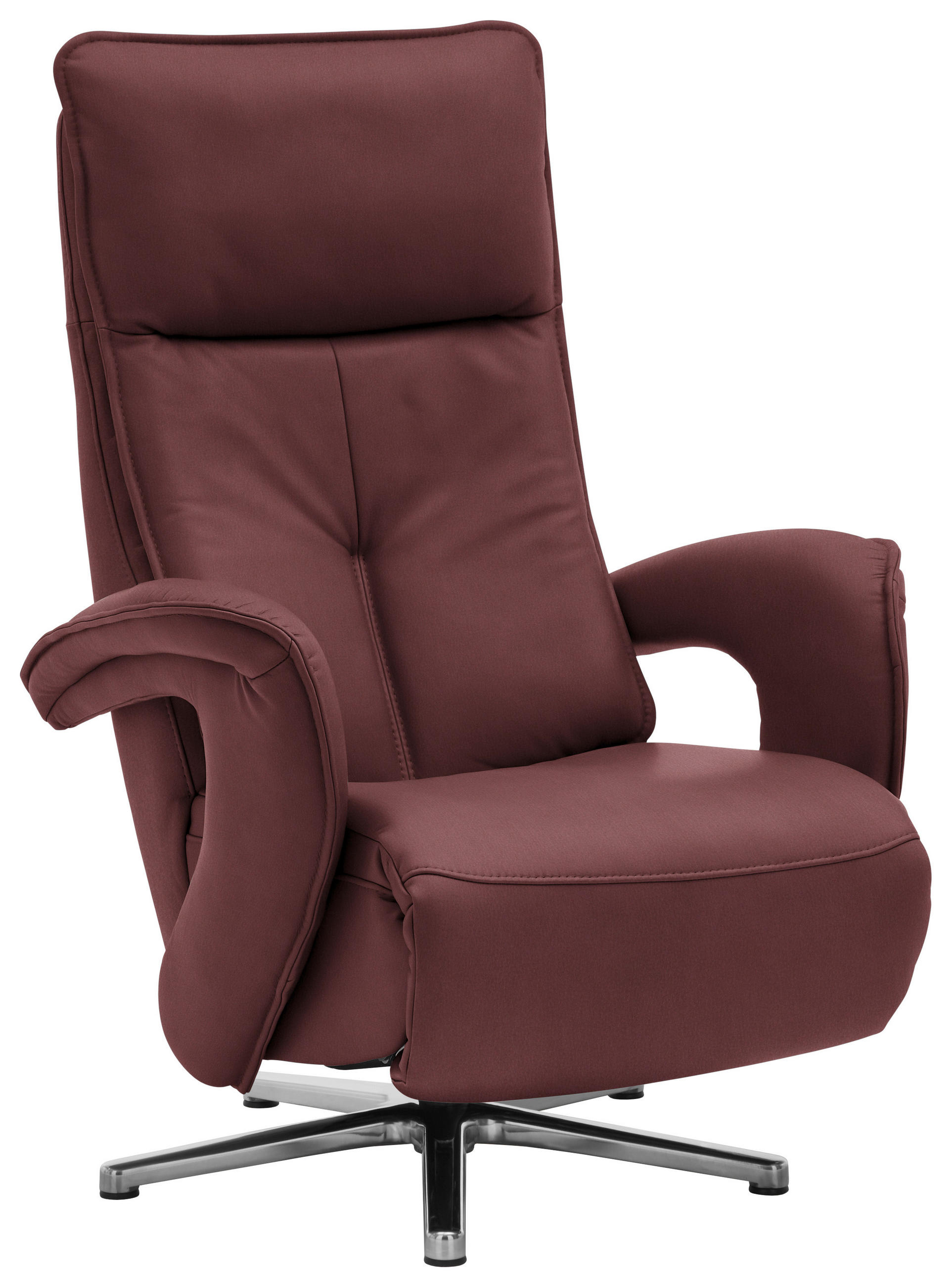 RELAXSESSEL in Leder Beere  - Chromfarben/Beere, Design, Leder/Metall (77/110/87cm) - Valdera