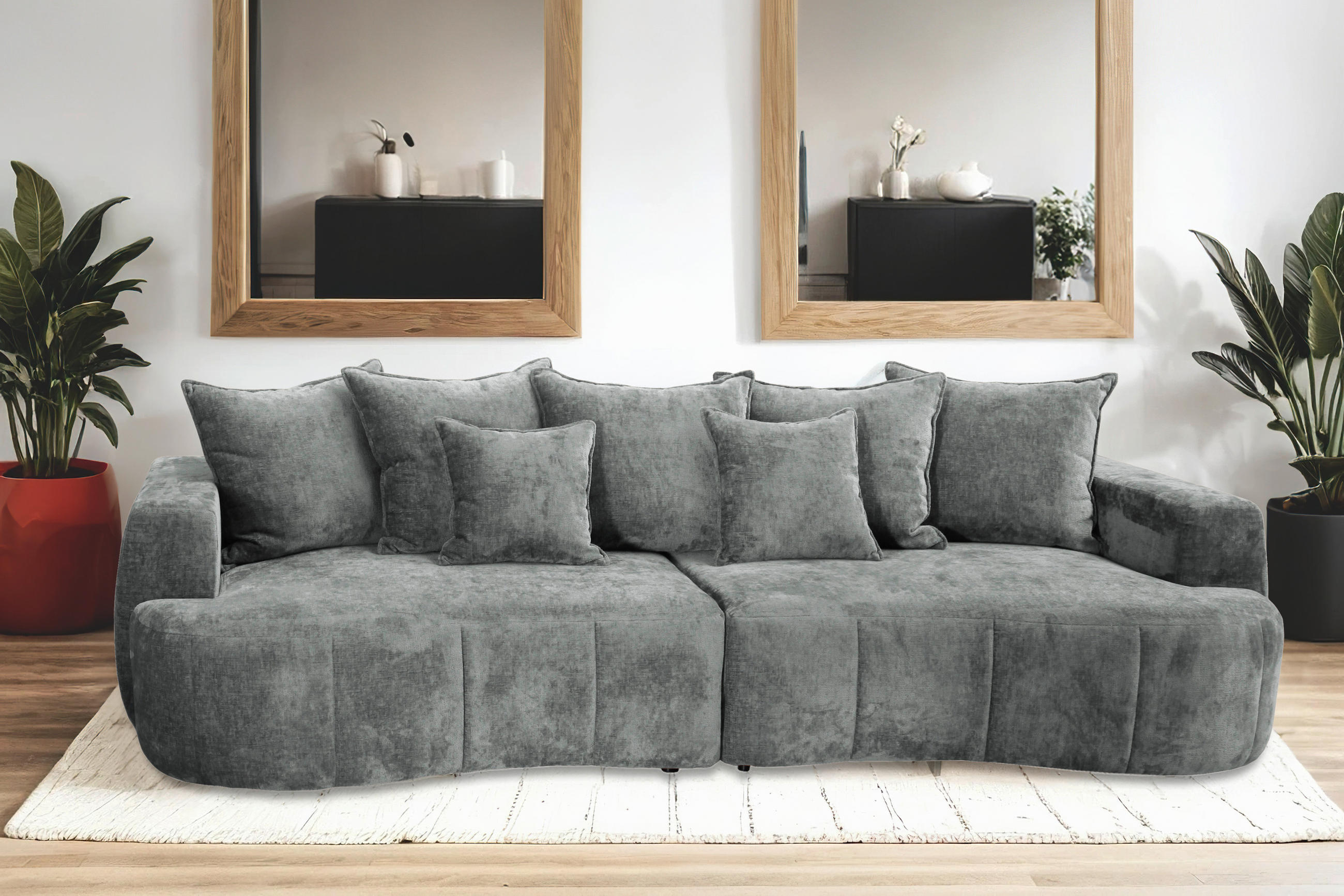 BOXSPRINGSOFA in Velours Mintgrün  - Schwarz/Mintgrün, Trend, Kunststoff/Textil (292/71-99/127cm) - Livetastic
