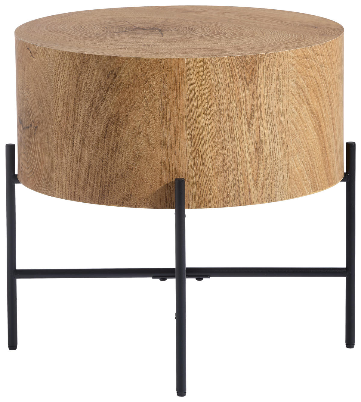 BEISTELLTISCH 45/45/45 cm Schwarz, Eichefarben rund  - Eichefarben/Schwarz, MODERN, Holzwerkstoff/Metall (45/45/45cm) - Xora