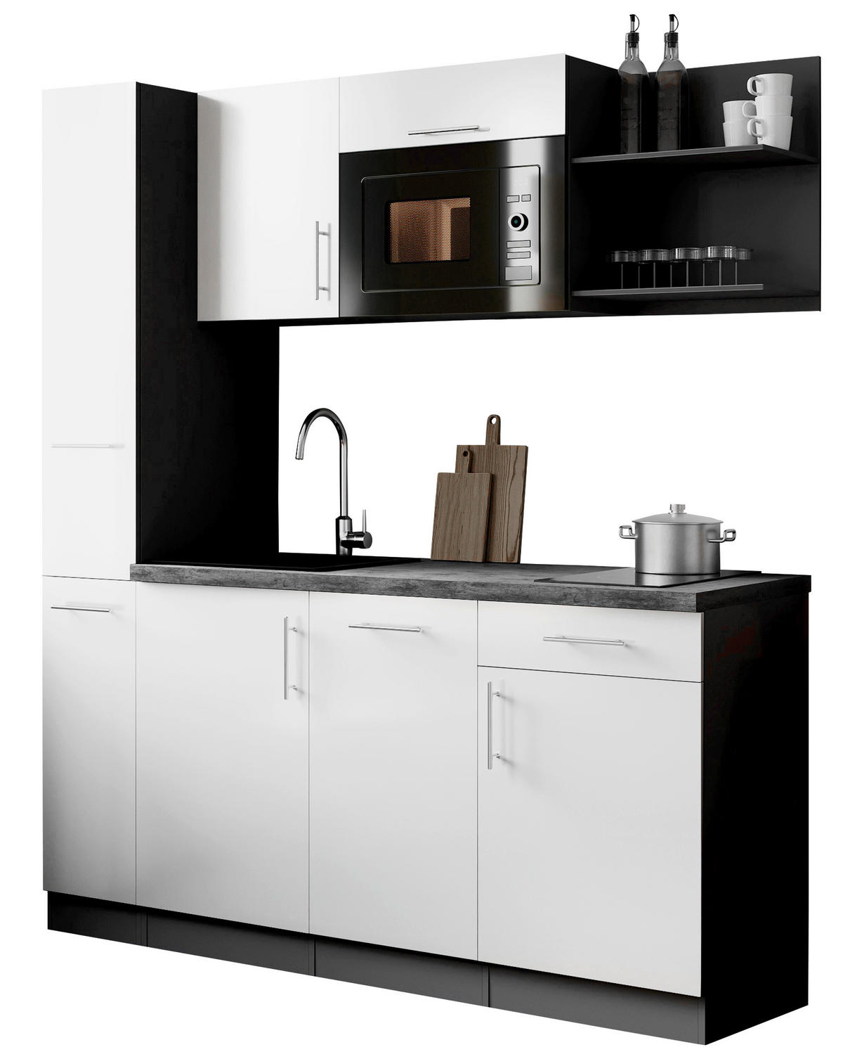 MODULKÖK 175 cm   i vit  - vit/grå, Trend, metall/trämaterial (175cm) - Respekta