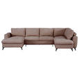 WOHNLANDSCHAFT Rosa Chenille  - Schwarz/Rosa, KONVENTIONELL, Textil/Metall (160/340/188cm) - Xora