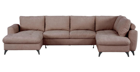 WOHNLANDSCHAFT Rosa Chenille  - Schwarz/Rosa, KONVENTIONELL, Textil/Metall (160/340/188cm) - Xora