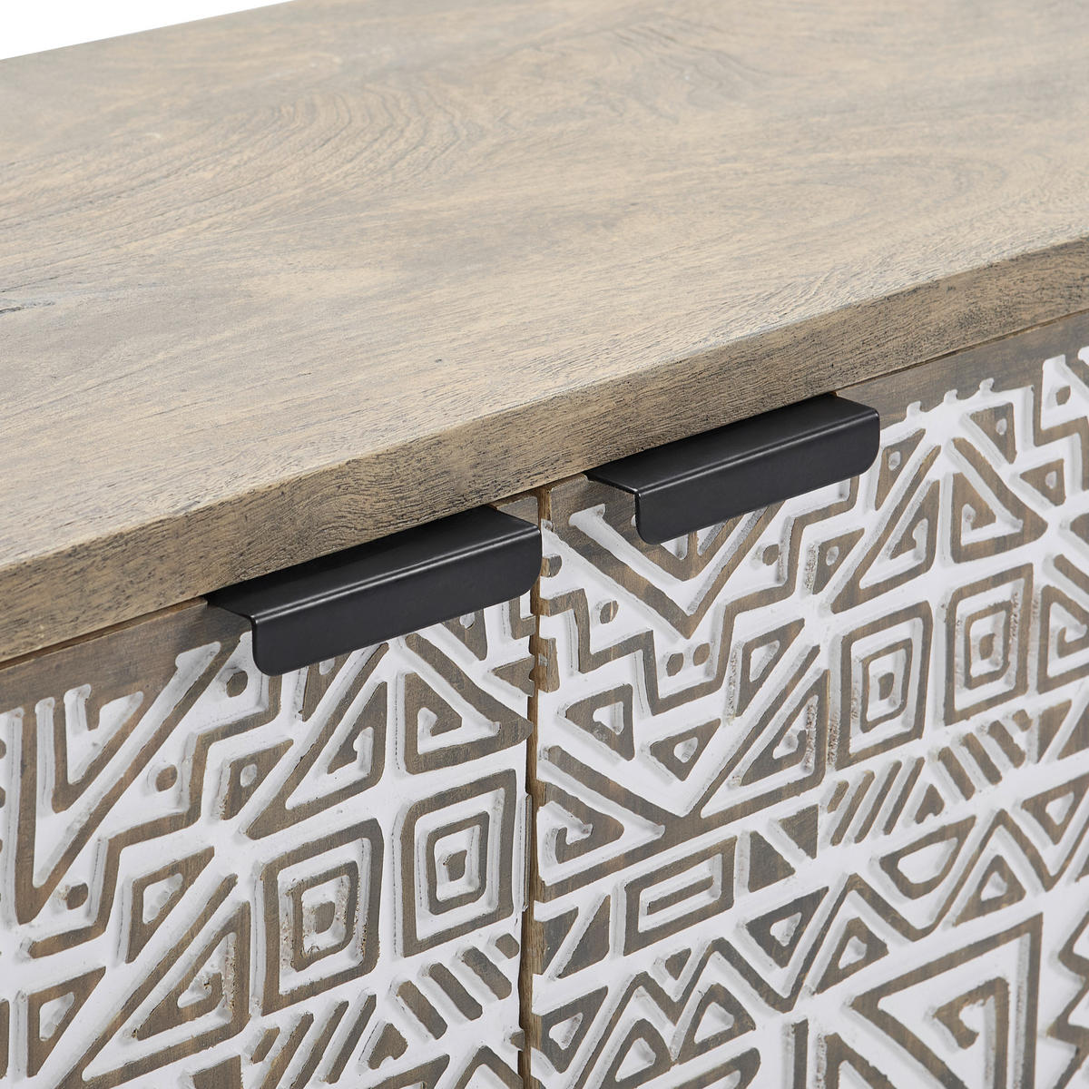 SIDEBOARD  in 145/85/40 cm  - Schwarz/Weiß, Natur, Holz/Metall (145/85/40cm) - Livetastic
