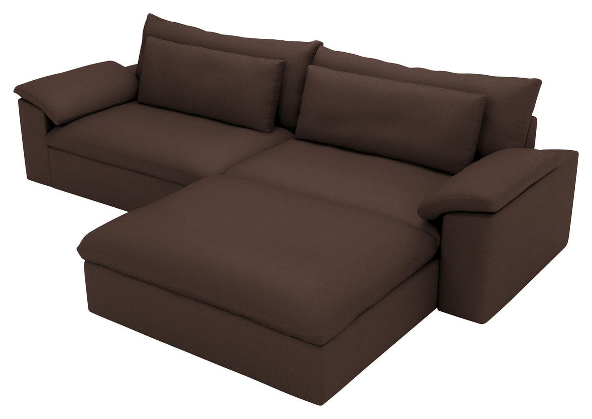 ECKSOFA  Chenille Braun  - Schwarz/Braun, Modern, Kunststoff/Textil (306/198cm) - Carryhome