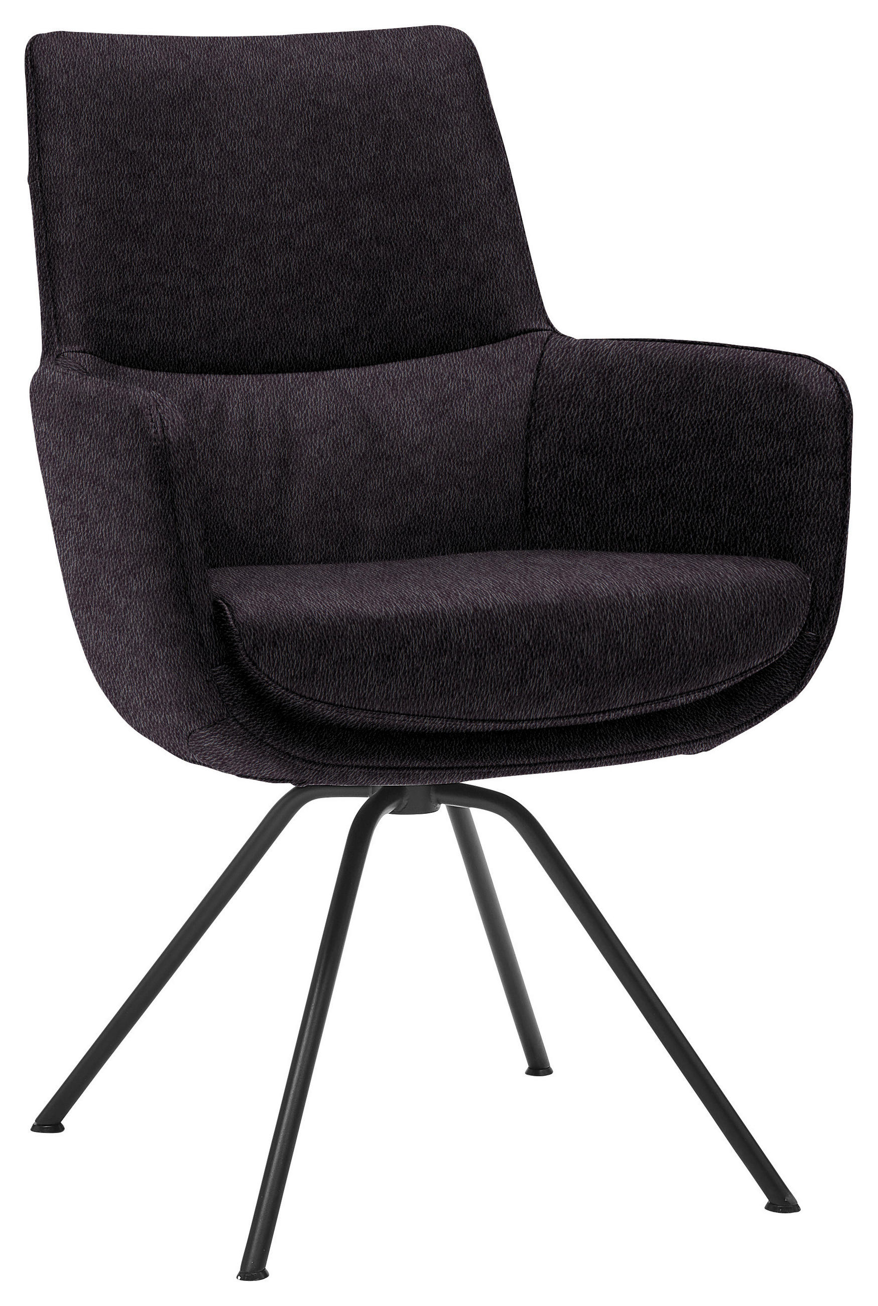 ARMLEHNSTUHL  in Stahl Echtleder  - Schwarz/Mokka, Design, Leder/Metall (60/90/61cm) - Dieter Knoll