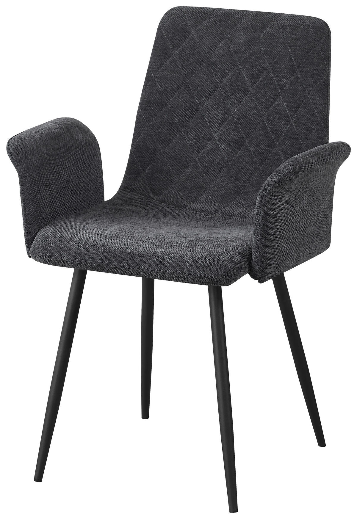ARMLEHNSTUHL   Webstoff  - Dunkelgrau/Schwarz, Design, Textil/Metall (61/87/55cm) - Ti'me
