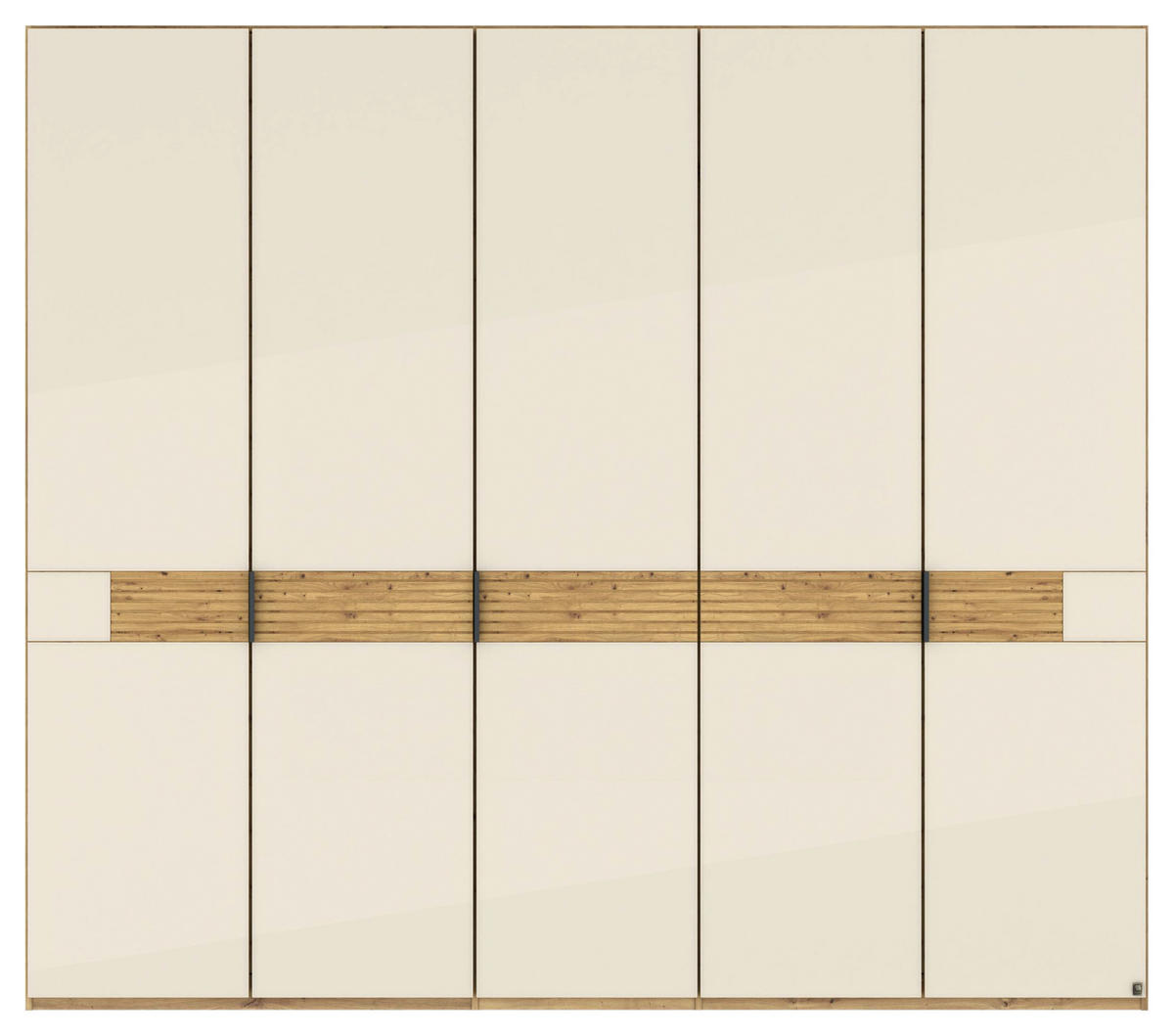 DREHTÜRENSCHRANK 250/216/58 cm,  in Champagner, Eiche Bianco, 5 Tür(en)  - Schieferfarben/Eiche Bianco, Design, Glas/Holz (250/216/58cm) - Musterring