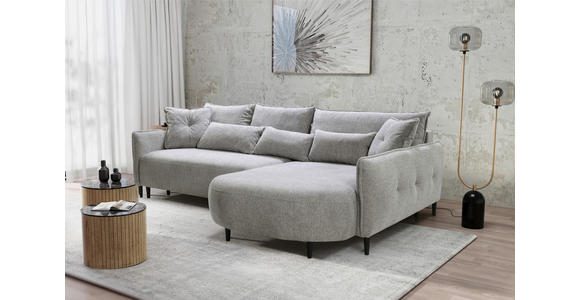ECKSOFA  in Chenille Hellgrau  285/200 cm  - Hellgrau/Schwarz, MODERN, Textil/Metall (285/200cm) - Carryhome