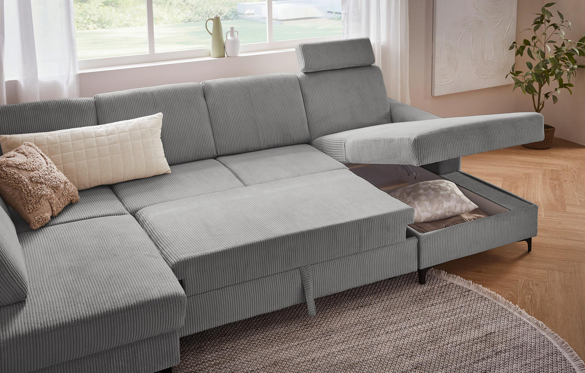 SOFFA i manchester grå  - svart/grå, Klassisk, metall/textil (185/317/167cm) - Livetastic