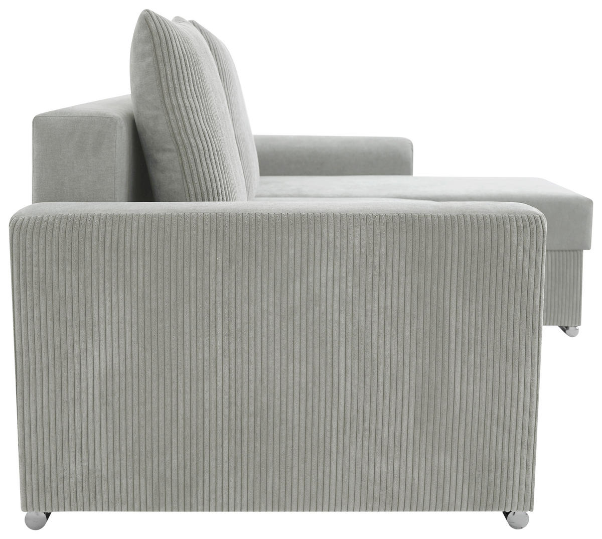 ECKSOFA in Cord, Mikrofaser Hellgrau  - Chromfarben/Hellgrau, Design, Kunststoff/Textil (239/141cm) - Livetastic