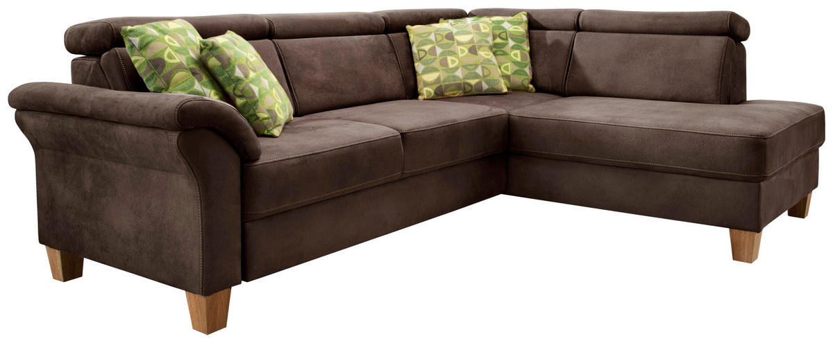 ECKSOFA in Mikrofaser Mokka  - Eichefarben/Beige, Konventionell, Holz/Textil (245/194cm) - Sit & More