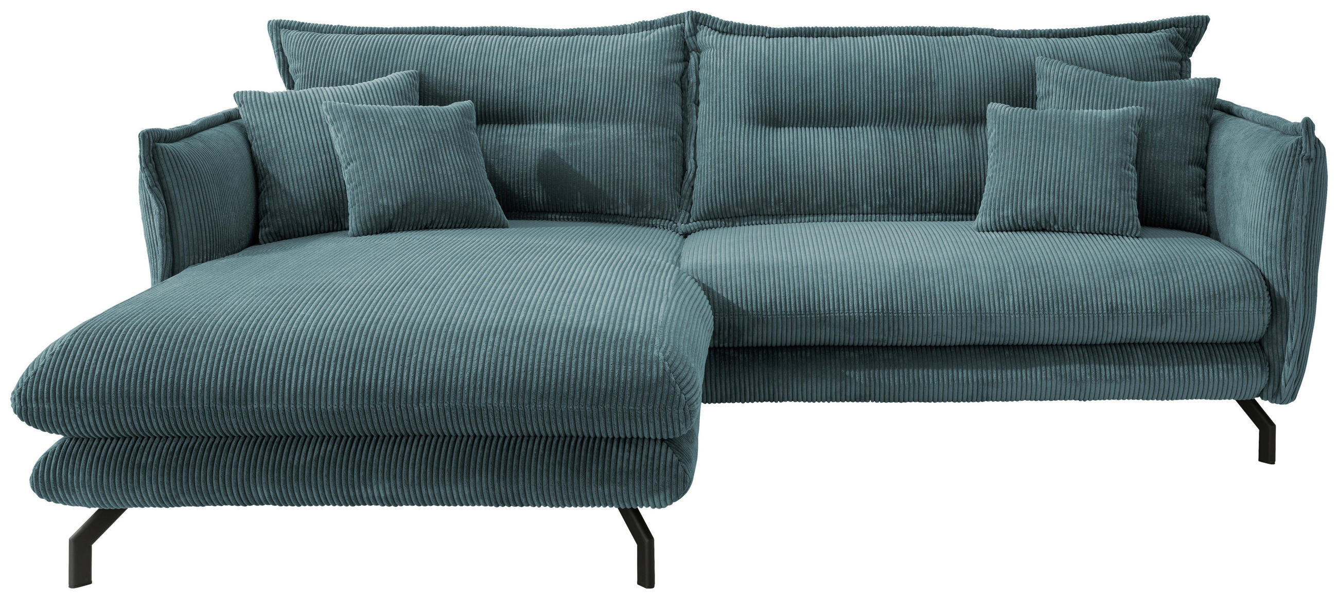 ECKSOFA Petrol Cord  - Petrol/Schwarz, MODERN, Textil/Metall (180/255cm) - Livetastic