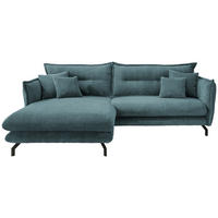ECKSOFA in Cord Petrol  - Petrol/Schwarz, Modern, Textil/Metall (180/255cm) - Livetastic