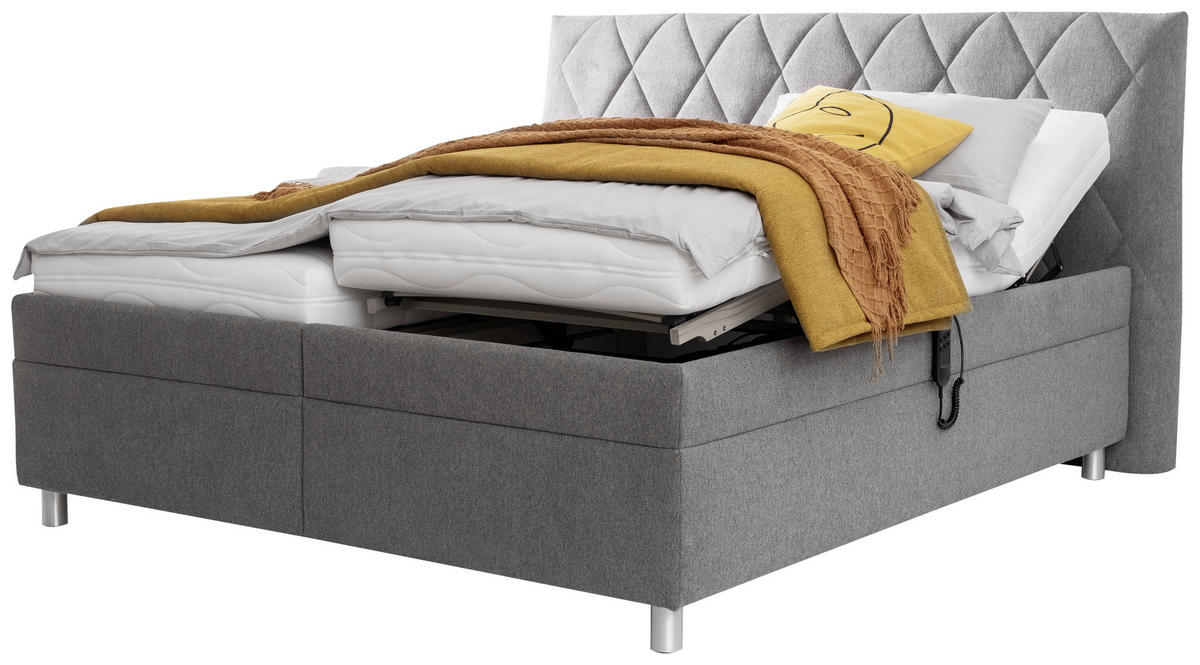 POLSTERBETT 160/200 cm  in Grau  - Weiss/Silberfarben, Konventionell, Holz/Textil (160/200cm) - Esposa