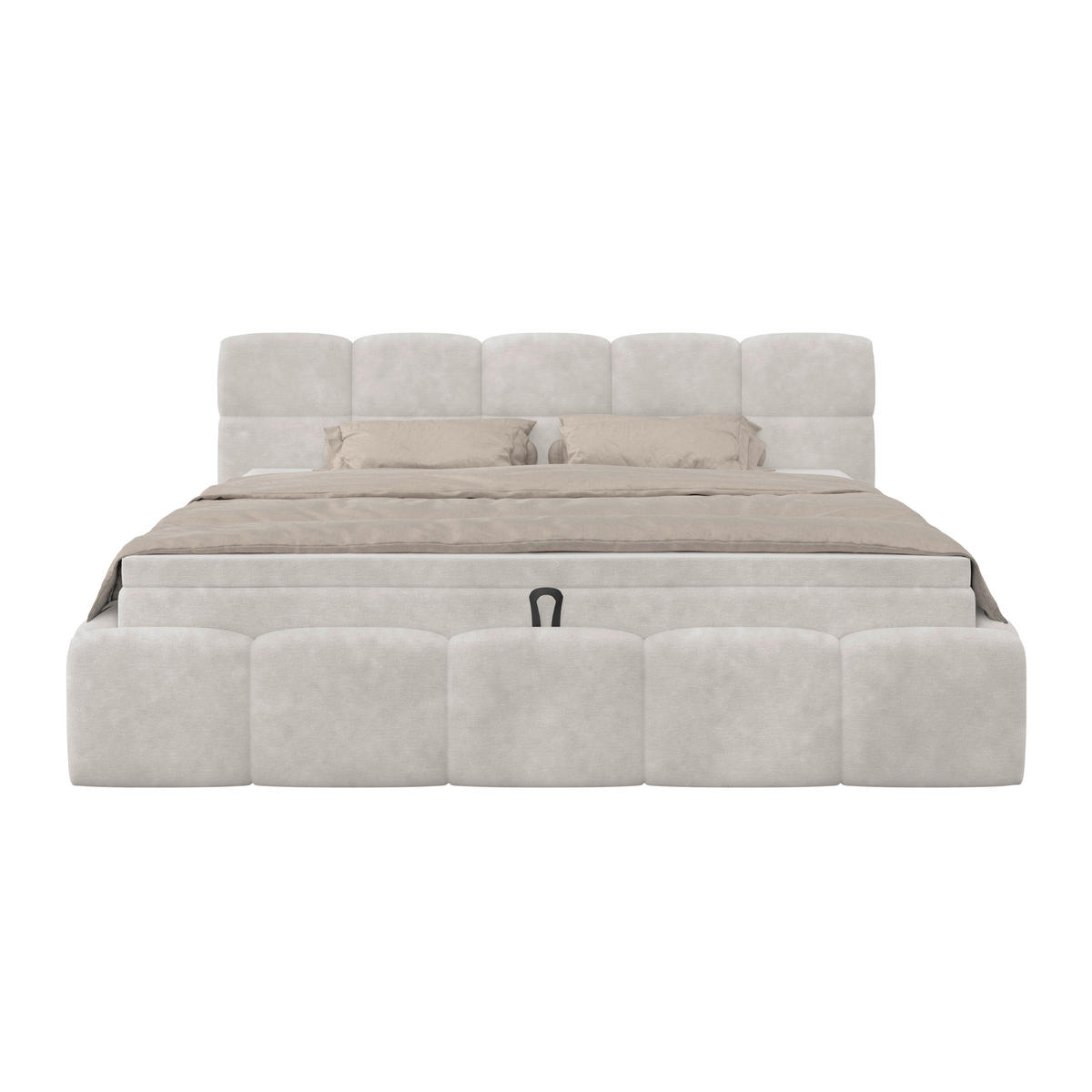 POLSTERBETT 160/200 cm,  in Creme, Matratze, Bettkasten, H3 = fest  - Creme/Schwarz, Trend, Kunststoff/Textil (160/200cm)