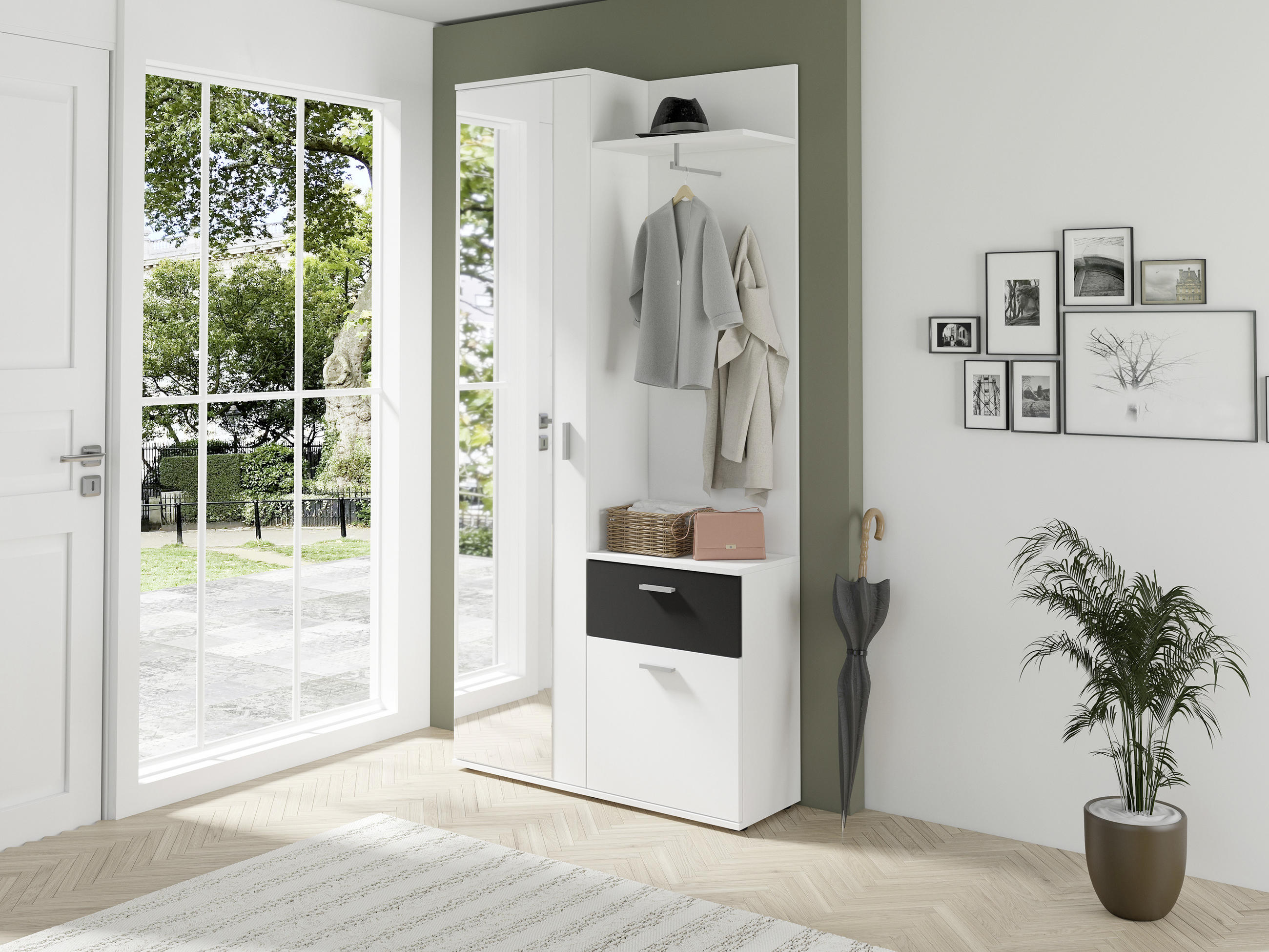 GARDEROBE  in 97/195/30 cm  - Schwarz/Weiß, MODERN, Holzwerkstoff (97/195/30cm) - MID.YOU