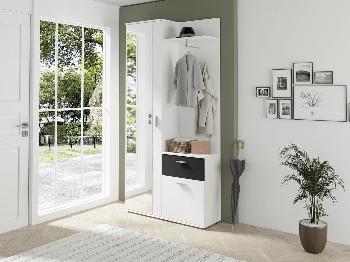 GARDEROBE  in 97/195/30 cm  - Schwarz/Weiß, MODERN, Holzwerkstoff (97/195/30cm) - MID.YOU