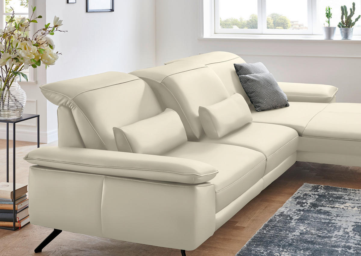 ECKSOFA in Echtleder Naturfarben  - Schwarz/Naturfarben, Design, Leder/Metall (328/193cm) - Dieter Knoll