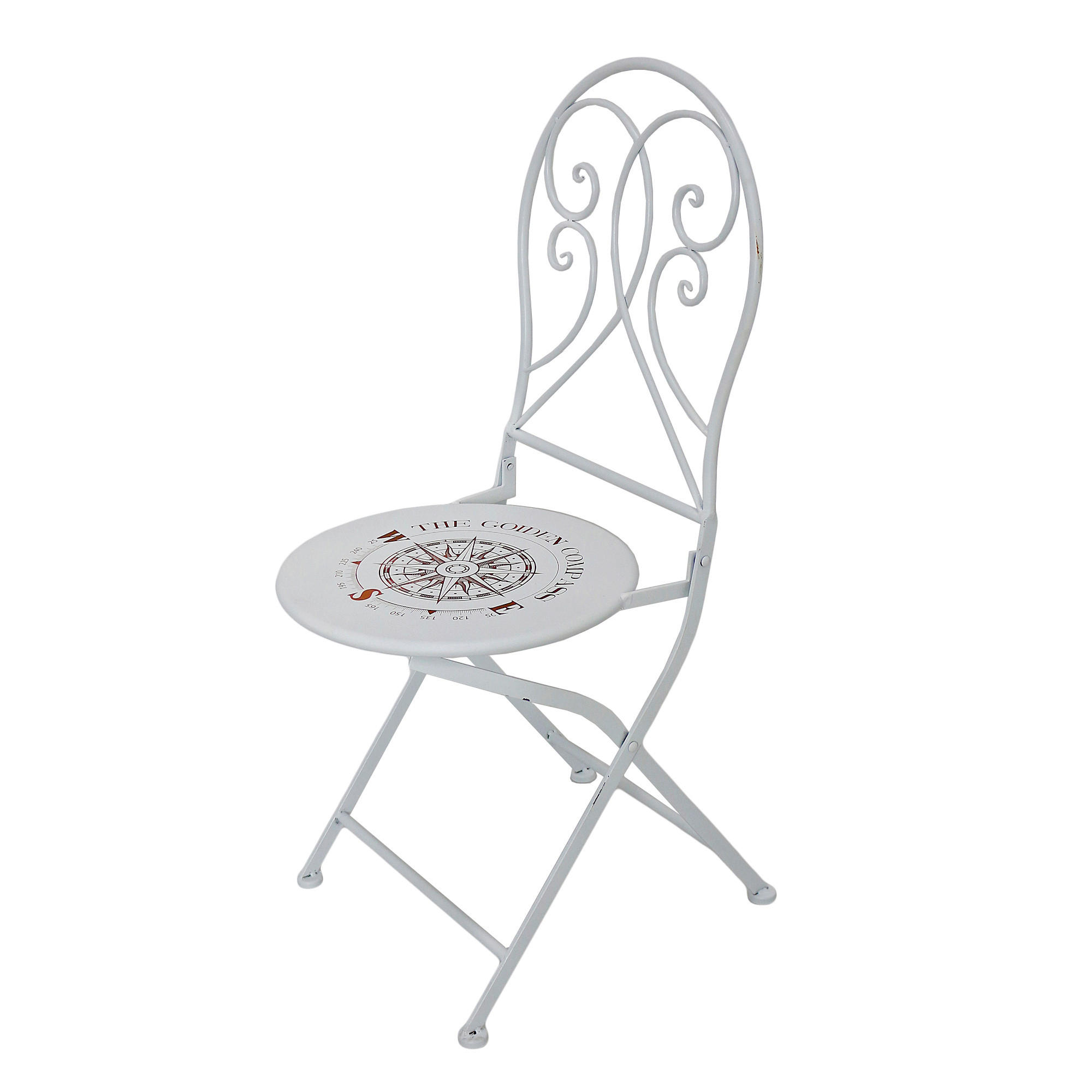 GARTENKLAPPSTUHL-SET Stahl Weiß  - Weiß, Basics, Metall (42/94/50cm) - Gardenson