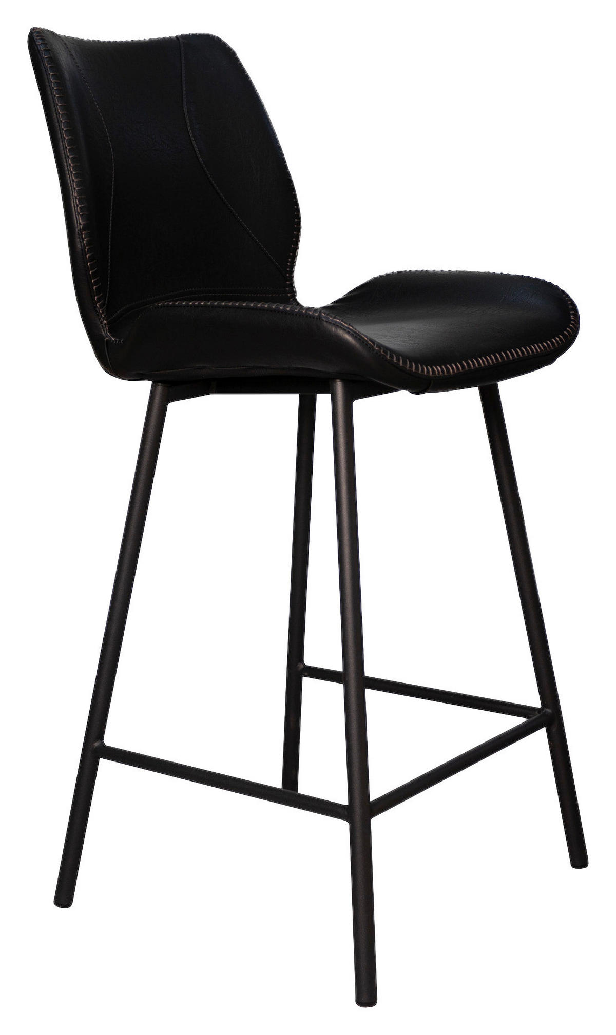 BARHOCKER-SET Lederlook Schwarz  - Schwarz, KONVENTIONELL, Kunststoff/Textil (47/99/55cm) - MID.YOU