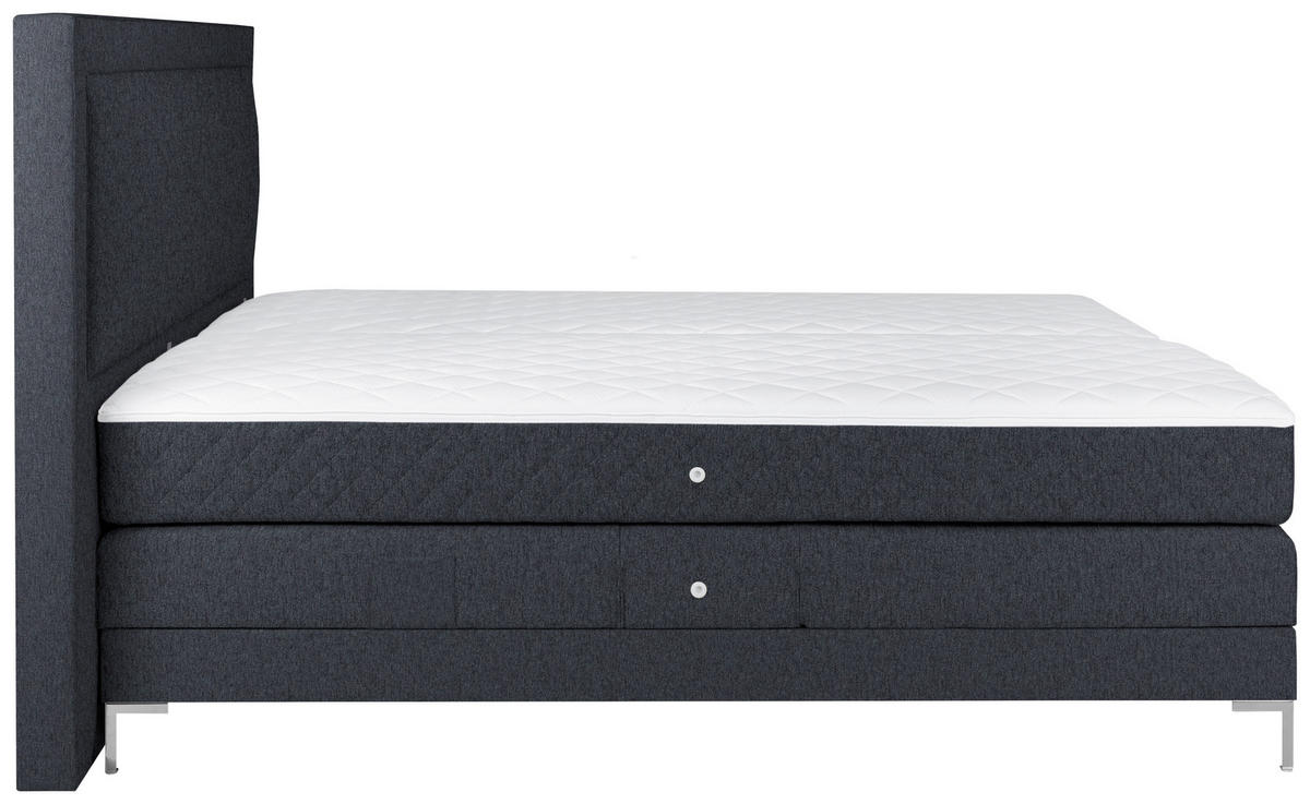 BOXSPRINGBETT 180/200 cm  in Graphitfarben  - Alufarben/Graphitfarben, Design, Textil/Metall (180/200cm) - Welnova