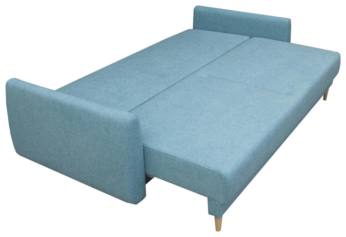 SCHLAFSOFA Webstoff Blau  - Blau/Buchefarben, KONVENTIONELL, Holz/Textil (220/90/95cm) - Carryhome