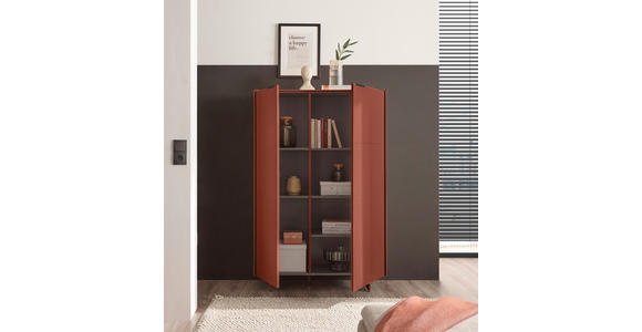 HIGHBOARD Schwarz, Rotbraun  95/134/38 cm  - Rotbraun/Schwarz, MODERN, Holzwerkstoff/Metall (95/134/38cm) - Carryhome