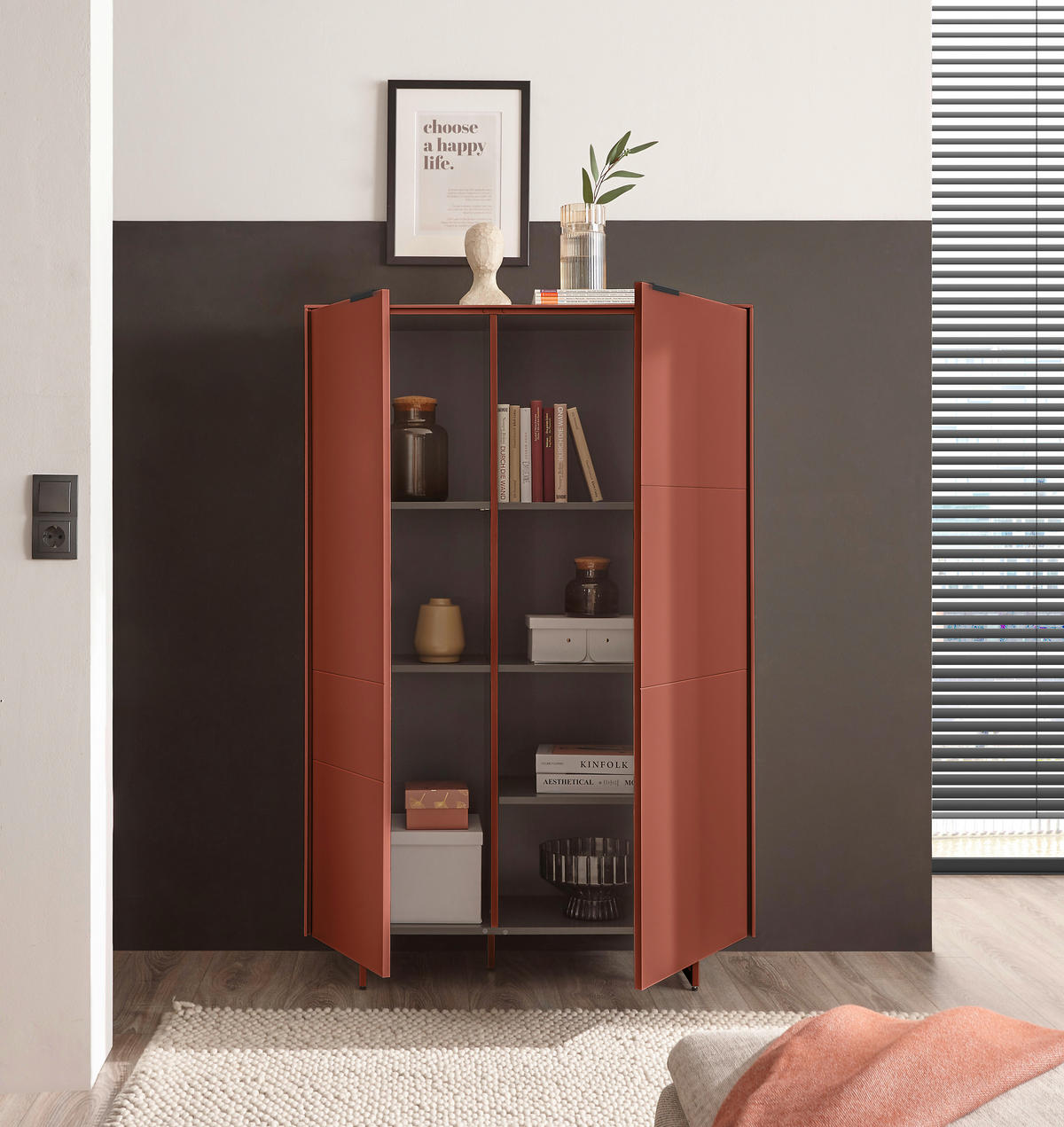 HIGHBOARD Schwarz, Rotbraun  95/134/38 cm  - Rotbraun/Schwarz, MODERN, Holzwerkstoff/Metall (95/134/38cm) - Carryhome