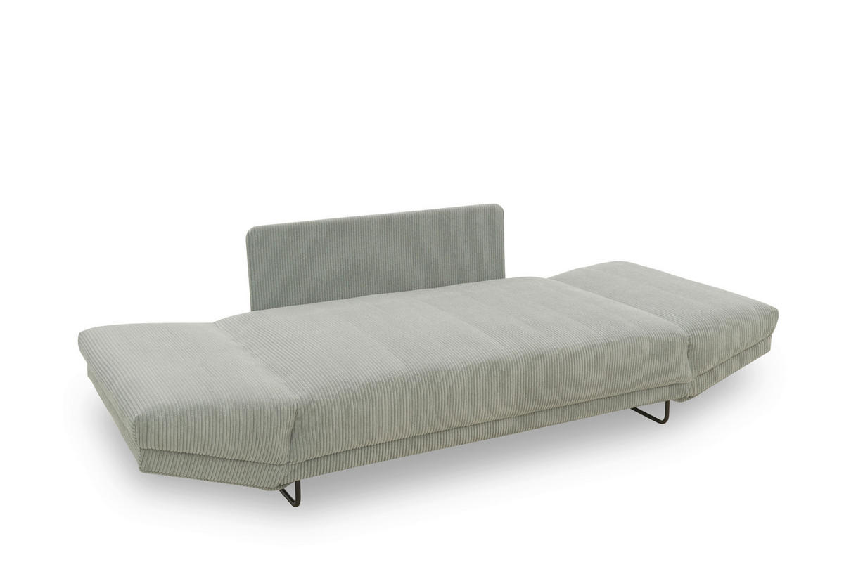 SCHLAFSOFA in Cord, Mikrofaser Hellgrau  - Hellgrau/Schwarz, Design, Textil/Metall (210/95/97cm) - MID.YOU