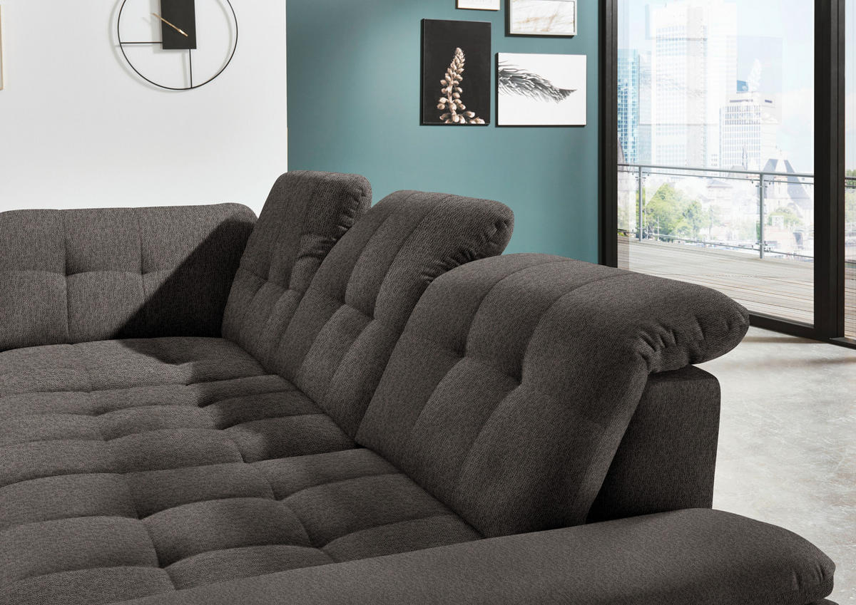 ECKSOFA in Chenille Anthrazit  - Chromfarben/Anthrazit, Design, Textil/Metall (260/310cm) - Beldomo Speed