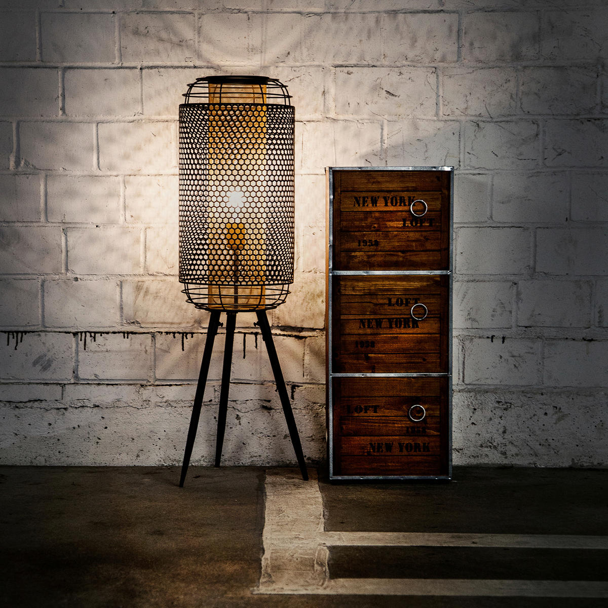 STOJACÍ LAMPA, 30/110 cm  - černá/barvy zlata, Design, kov (30/110cm) - Globo