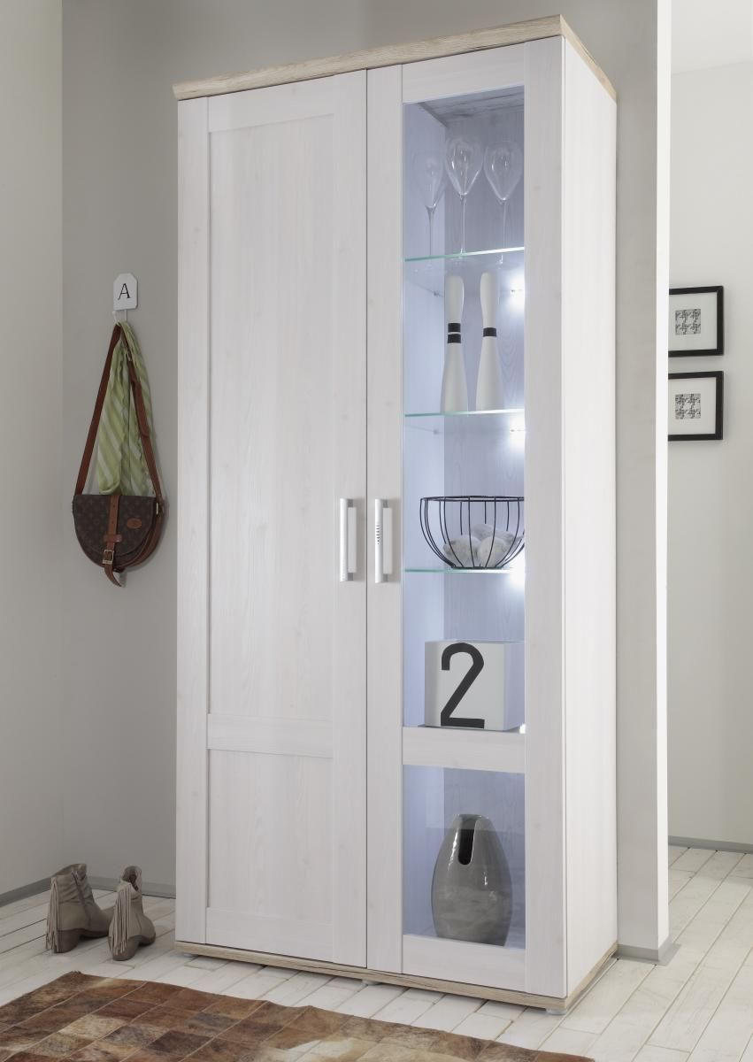 VITRINA 93/202/46 cm   - boje ariša/bijela, Konvencionalno, staklo/drvni materijal (93/202/46cm) - Xora