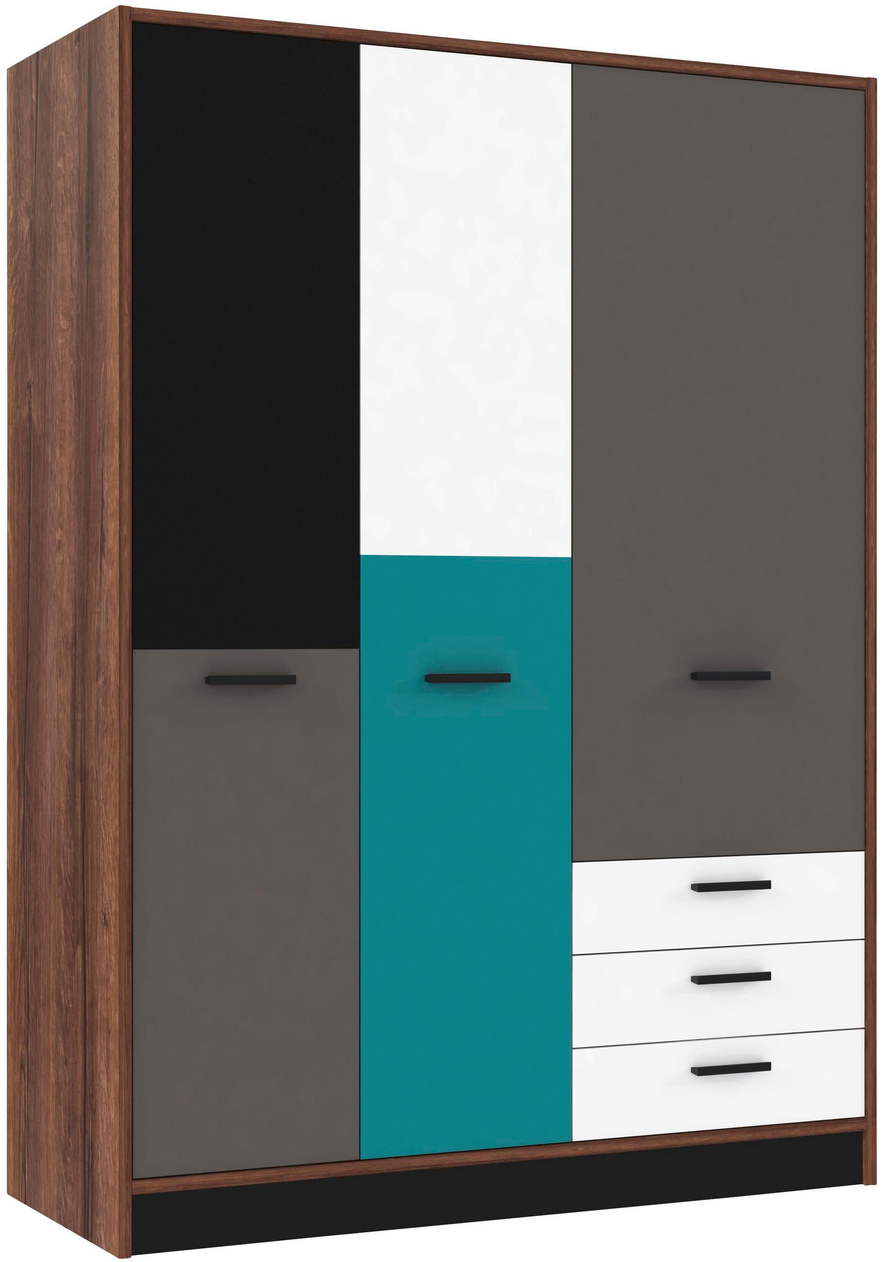  KLEIDERSCHRANK Grau, Grün, Schwarz, Weiß, Eichefarben  - Eichefarben/Schwarz, Design, Holzwerkstoff/Kunststoff (144/200/60cm) - Carryhome