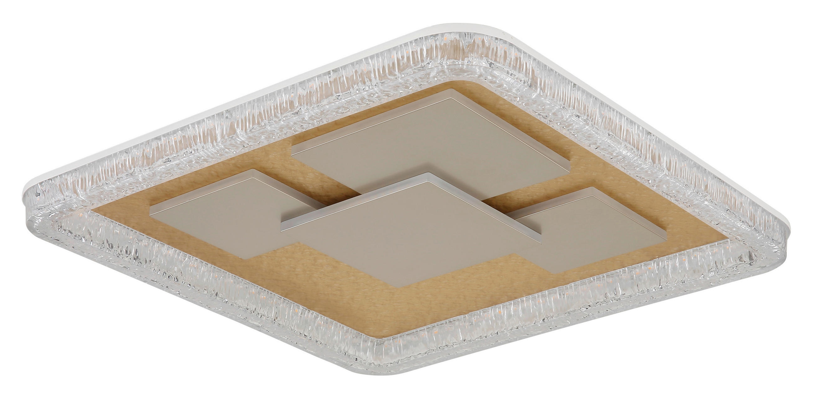 LED-DECKENLEUCHTE 48,8/48,8/7 cm   - Klar/Goldfarben, Design, Kunststoff/Metall (48,8/48,8/7cm) - Globo