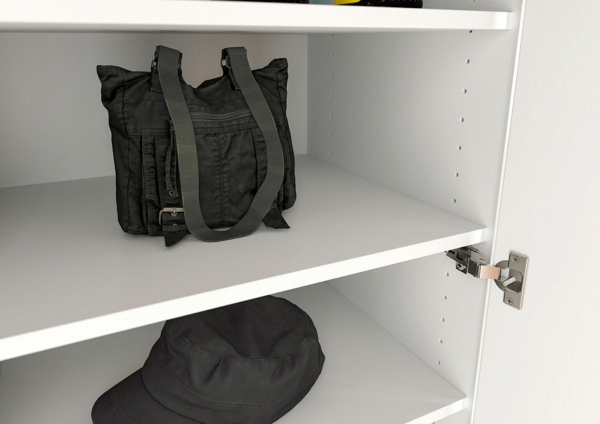 GARDEROBENSCHRANK  in 55/200/47 cm  - Weiss/Schwarz, Modern, Holzwerkstoff/Kunststoff (55/200/47cm) - Stylife