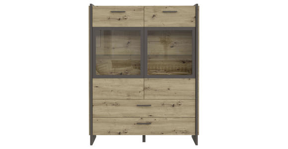 HIGHBOARD 117,1/150,1/41,3 cm  - Eichefarben/Grau, MODERN, Glas/Holzwerkstoff (117,1/150,1/41,3cm) - Hom`in