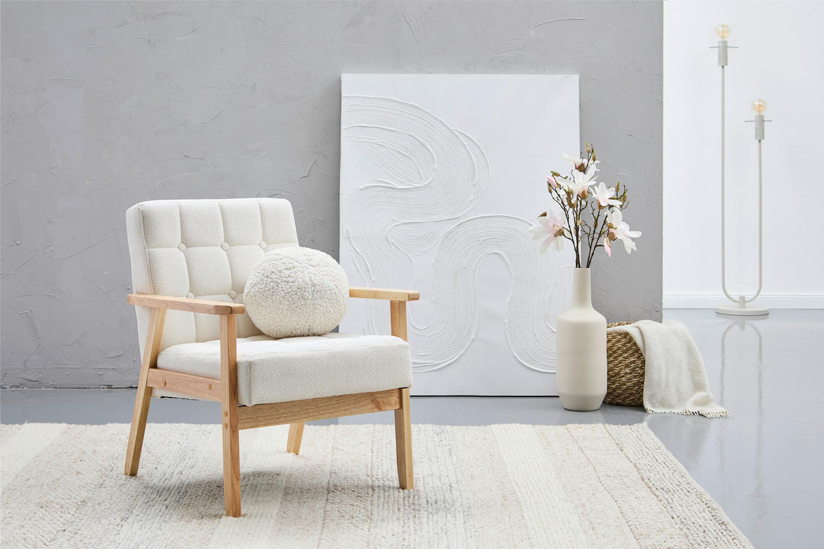 KŘESLO, textil, bílá - bílá/přírodní barvy, Trend, dřevo/textil (64/77,5/67cm) - P & B