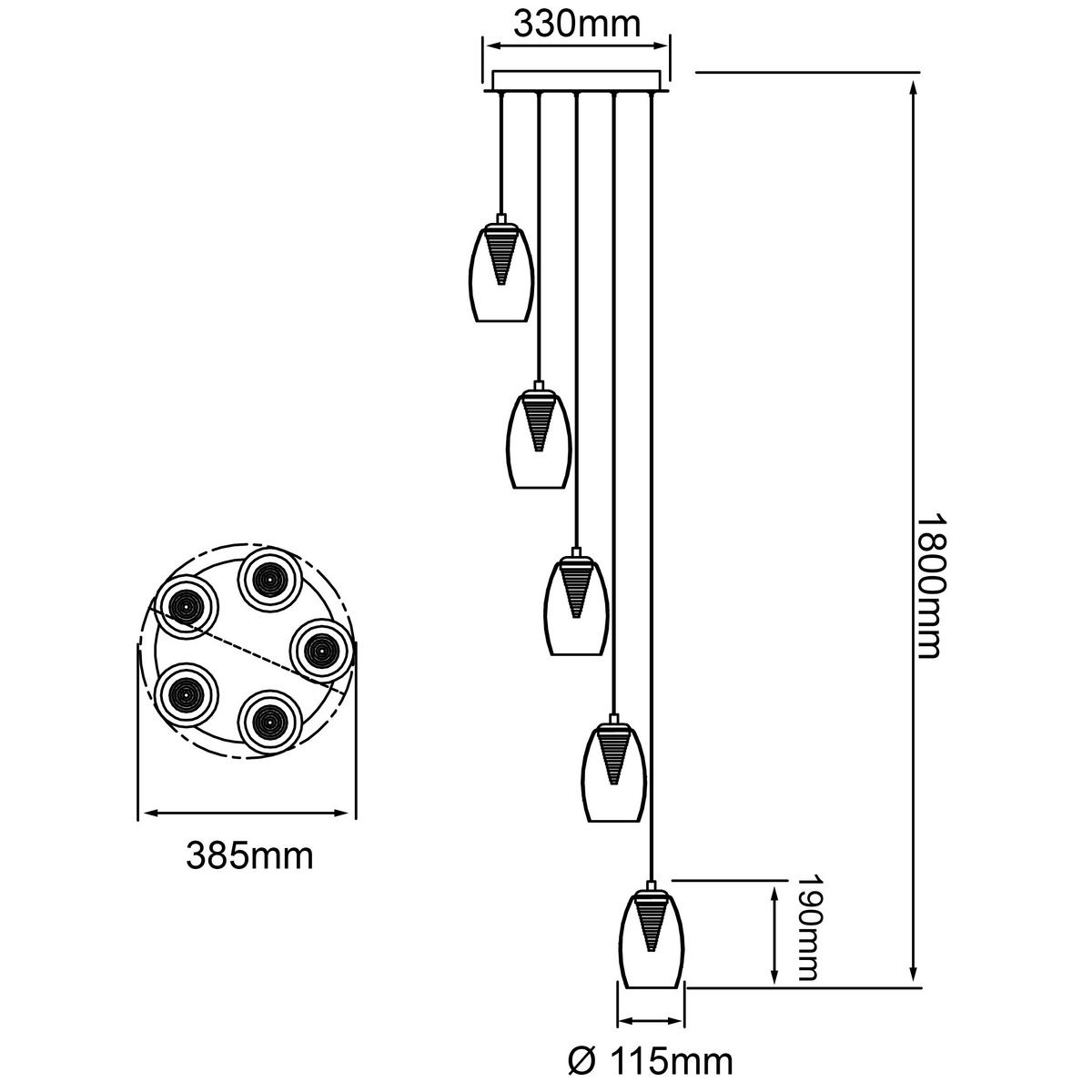 LED-HÄNGELEUCHTE 33/180 cm    - Chromfarben, Design, Glas/Metall (33/180cm) - Brilliant
