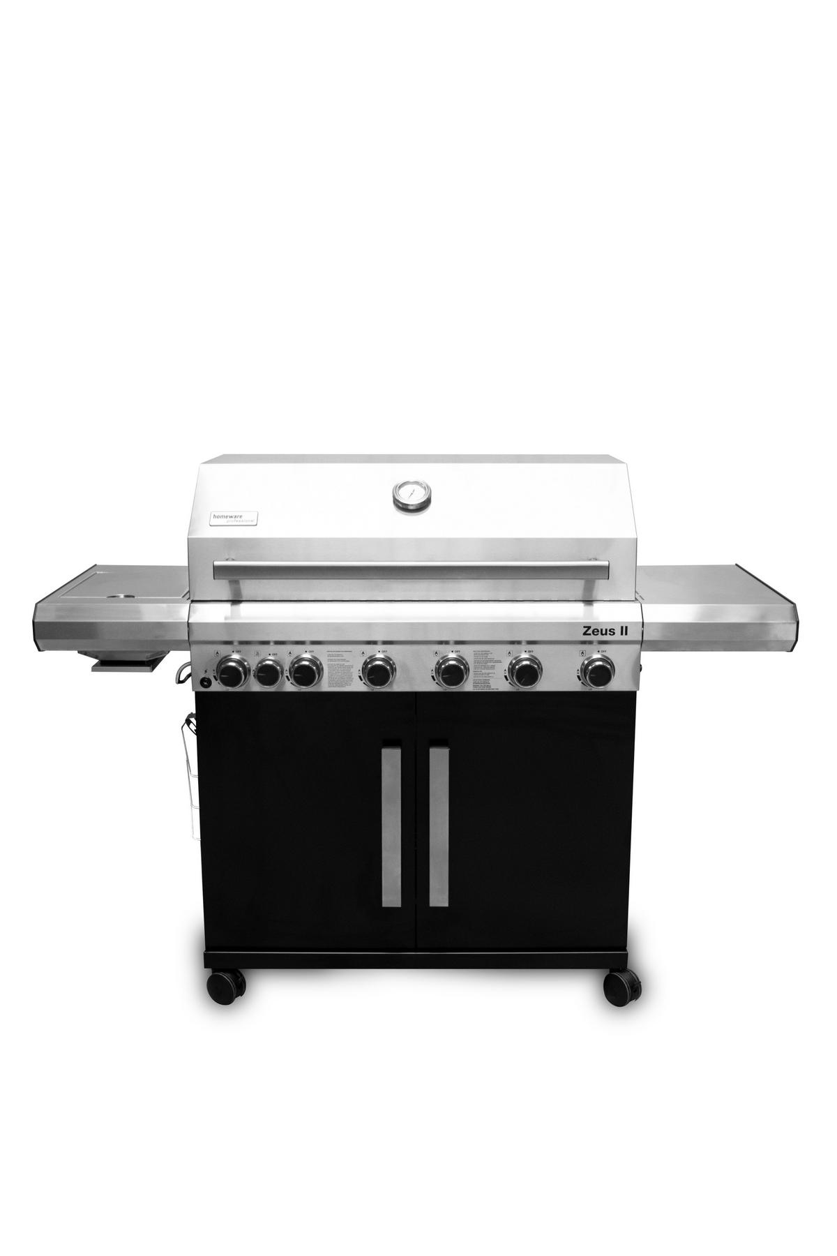 GASGRILL  Schwarz, Silberfarben  - Silberfarben/Schwarz, Basics, Metall (157/116/60cm) - Ambia Garden