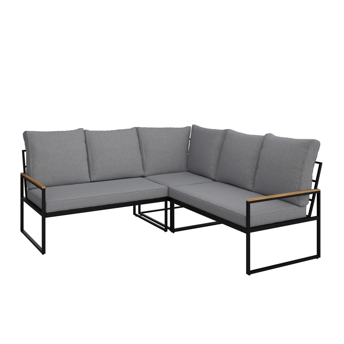 DINING-LOUNGESET   - Schwarz/Akaziefarben, Design, Holz/Textil (205/205cm) - Ambia Garden