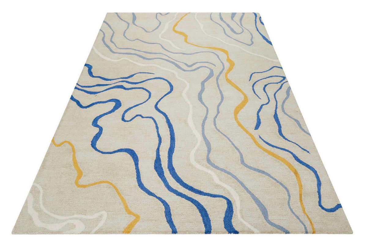 FLACHWEBETEPPICH 70/140 cm Drive Blau, Gelb, Beige  - Blau/Gelb, Design, Textil (70/140cm) - Esprit