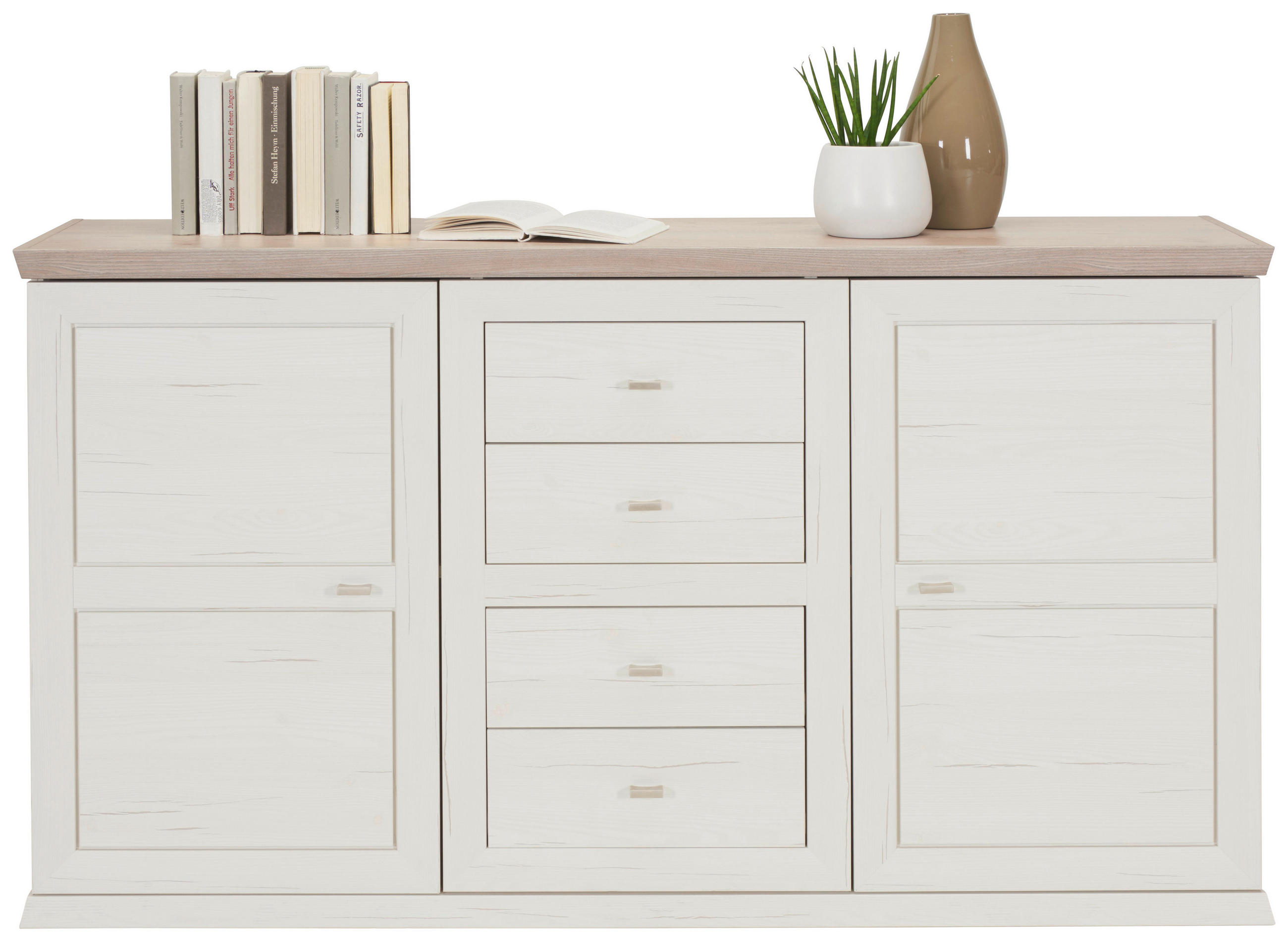 SIDEBOARD  in 160/89/43 cm  - Weiß/Grau, LIFESTYLE, Holzwerkstoff/Metall (160/89/43cm) - Hom`in