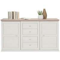 ŠIROKÁ KOMODA, šedá, bílá, 160/89/43 cm - šedá/bílá, Lifestyle, kov/kompozitní dřevo (160/89/43cm) - Hom`in