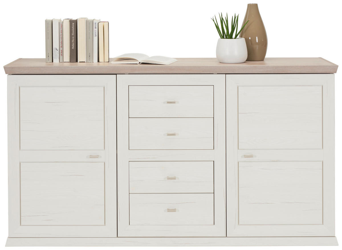 SIDEBOARD 160/89/43 cm  in Grau, Weiß  - Weiß/Grau, LIFESTYLE, Holzwerkstoff/Metall (160/89/43cm) - Hom`in