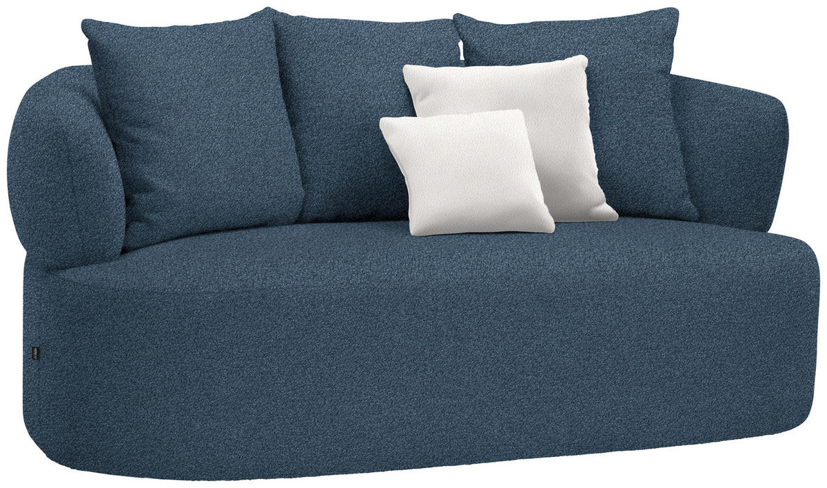2-SITZER-SOFA in Plüsch Dunkelblau  - Creme/Schwarz, MODERN, Kunststoff/Textil (177/86/105cm) - Hom`in
