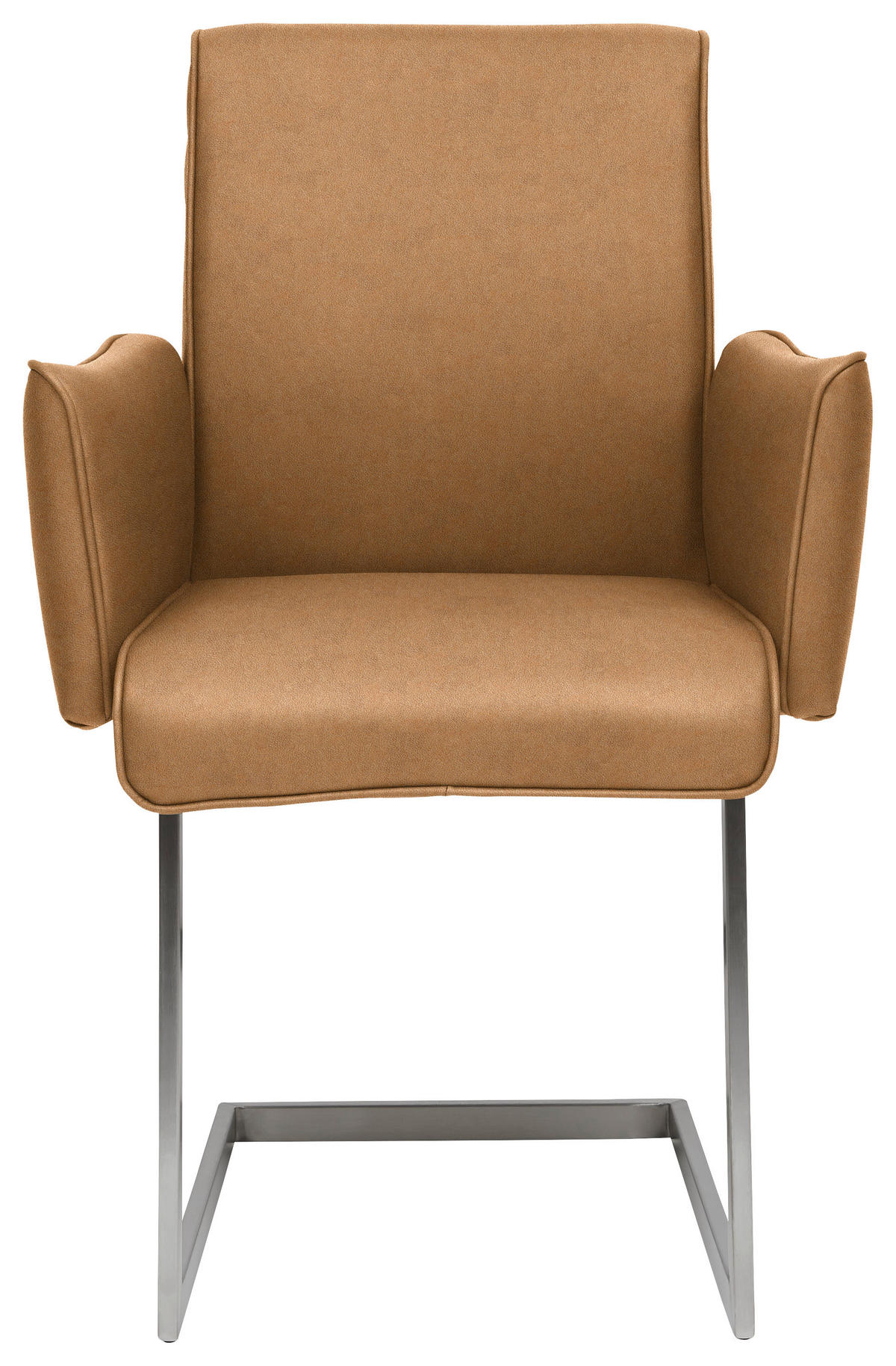 ARMLEHNSTUHL  in Stahl Mikrofaser  - Edelstahlfarben/Cognac, Design, Holzwerkstoff/Textil (63/91/60cm) - Dieter Knoll