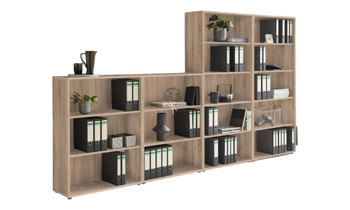 AKTENREGAL 337,6/185,6/33 cm  - Silberfarben/Sonoma Eiche, MODERN, Holzwerkstoff (337,6/185,6/33cm) - MID.YOU