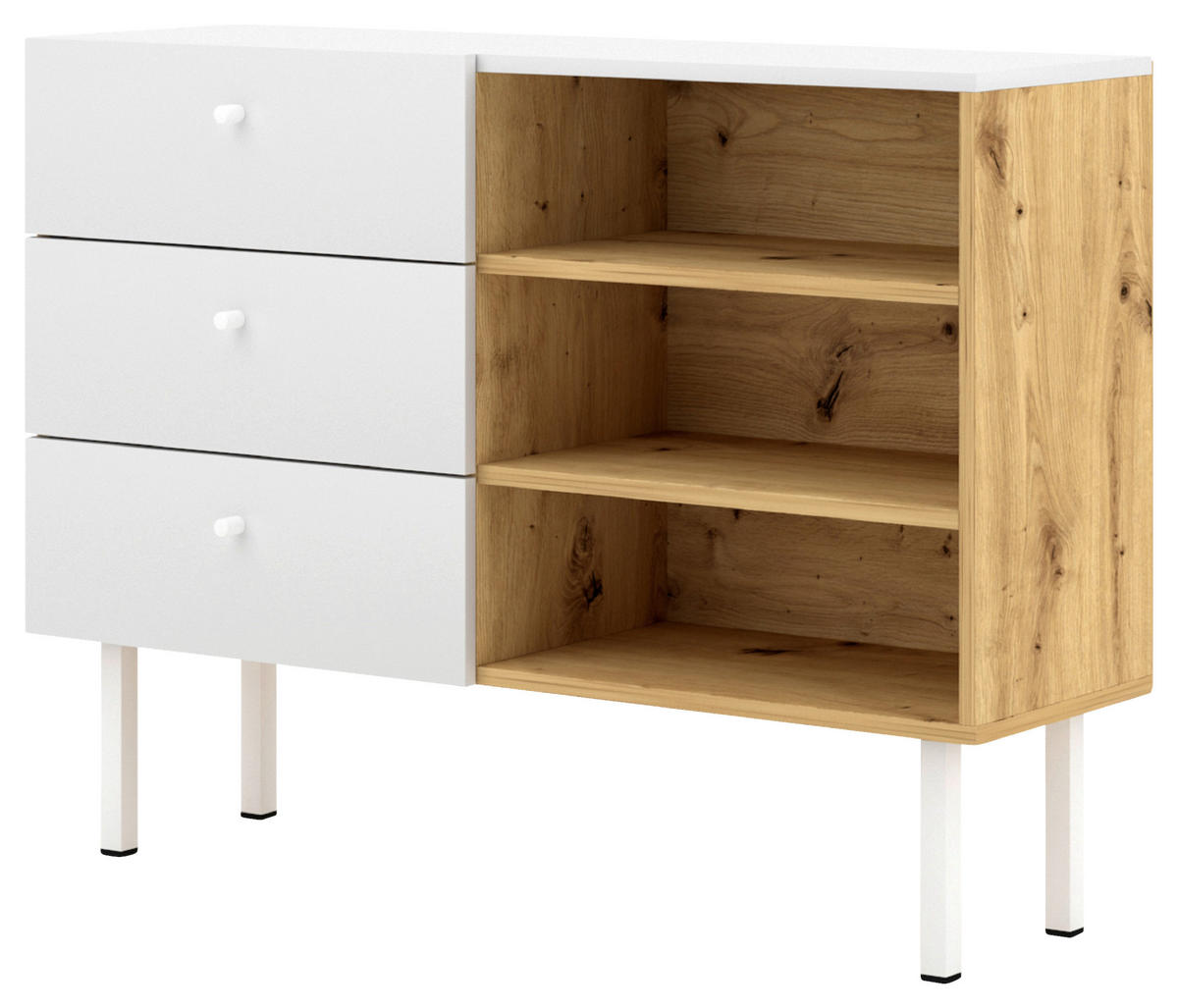 SIDEBOARD  in 100/75/41,6 cm  - Weiß/Eiche Artisan, Design, Holzwerkstoff/Kunststoff (100/75/41,6cm) - MID.YOU