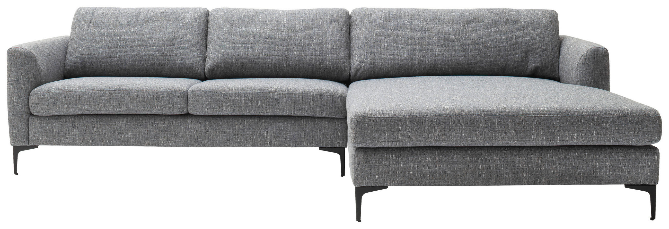 ECKSOFA Blaugrau Flachgewebe  - Blaugrau/Schwarz, Design, Textil/Metall (310/195cm) - Schöner Wohnen